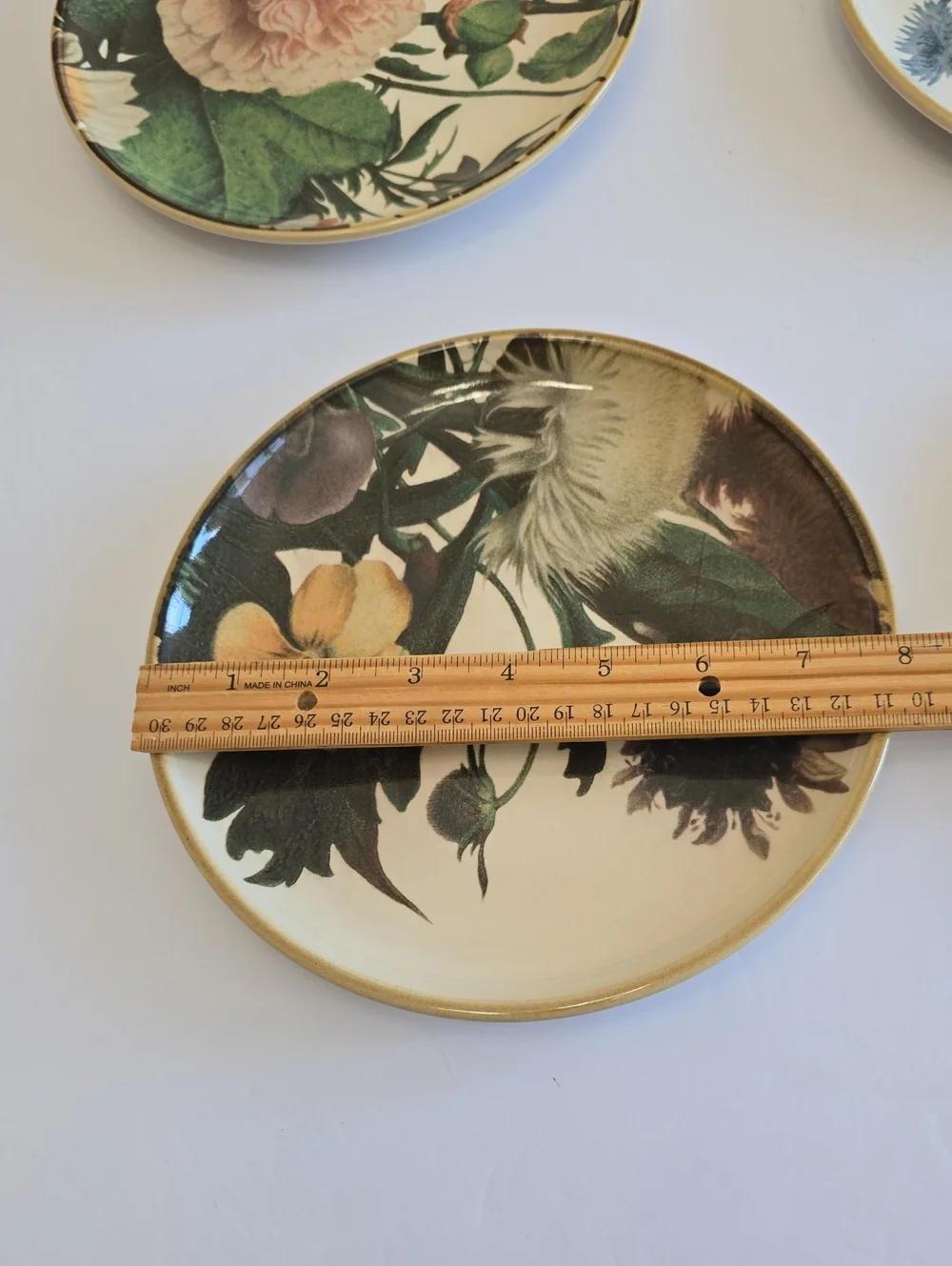 Pier 1 Set Of 4 Moody Blooms Floral Salad Plates Handpainted Ceramic Portugal
